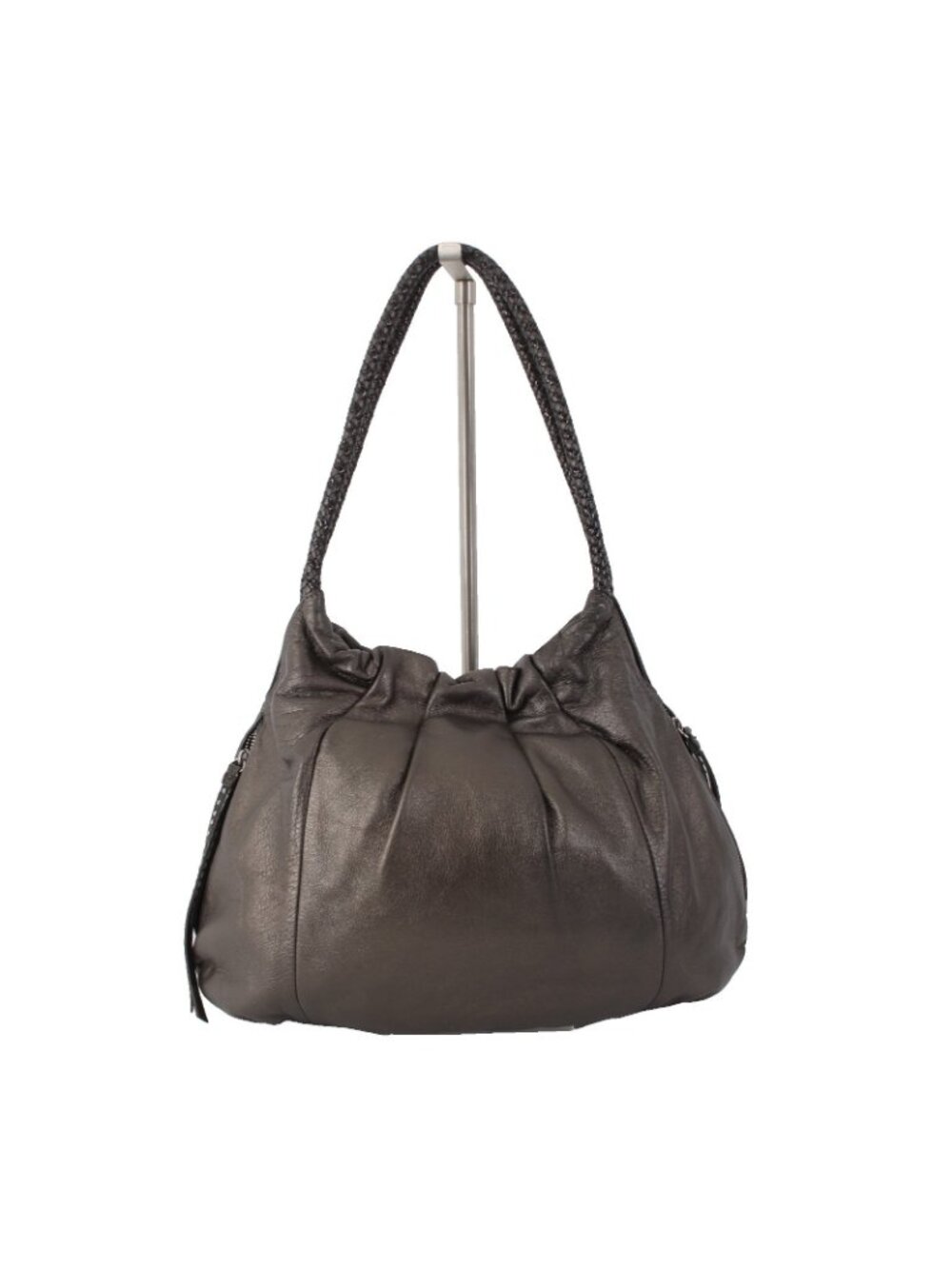 Brighton Purse 12 x 16 x 2 Brown Metallic Silver Studs Double Handles Leather - Picture 3 of 6